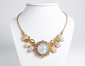 Collar de Piedras Multicolores Blanco y Rosa de 16 Pulgadas, Plata de Ley, Chapado en Oro de 18K, Collar de Diseño con Circonitas, Joyería Elegante para Bodas - Product Image 5