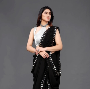 Sari Tradicional KV de Nailon para Fiestas con Blusa Sin Coser - Colección Otoño Sin Arrugas - Product Image 1