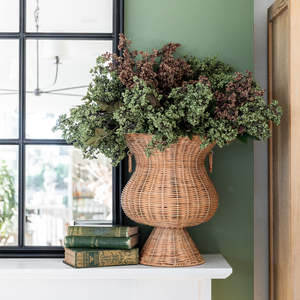 Panier en rotin tressé à la main, pot de fleurs décoratif en osier naturel avec poignées pour la décoration de la maison, du salon et de l'entrée - Product Image 6