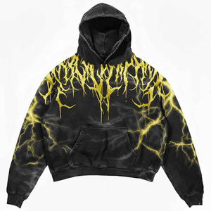 Sudadera con Capucha Estilo Hip Hop, con Efecto Desgastado y Bajo sin Rematar, Impresión Personalizada, Servicio OEM, 100% Algodón, Corte Regular, Secado Rápido y Transpirable - Product Image 6