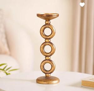 Candelabro de Metal con Diseño de Anillo, Acabado Dorado, Decoración para el Hogar, Resistente al Calor, Forma Cilíndrica - Product Image 3