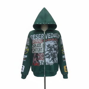 Sudadera con capucha y cremallera azul de la marca Reserved Streetwear, con logotipos personalizados en varios colores, para hombre, cómoda. - Product Image 3