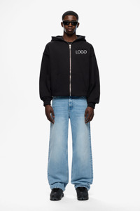 Sudadera con capucha con cremallera OEM personalizada, de 430GSM, elegante, térmica, oversize, de secado rápido, transpirable, de poliéster/algodón para hombre - Product Image 5