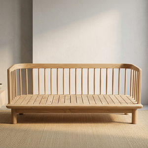 Canapé d'extérieur 2 places en bois massif raffiné Lara avec tissu anti-UV haute performance et lattes, idéal pour la décoration de véranda de luxe - Product Image 2