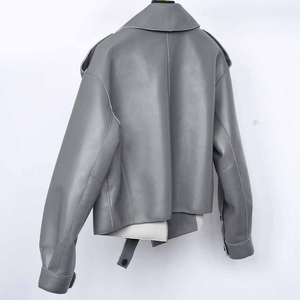 Veste en cuir véritable imperméable sur mesure, personnalisation de marque, prix usine, manteau en cuir doublé polaire pour femme, haute qualité - Product Image 4