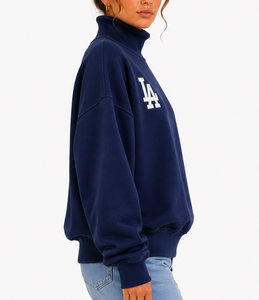 Sweat-shirt polaire à col roulé pour femme, écologique, respirant, coupe oversize, décontracté, manches courtes, longueur courte, logo avant, confortable - Product Image 2