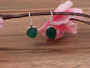 Natural Green <b>Onyx</b> Drop <b>Earrings</b> 925 Sterling Silver Pear Cut Luxury Water Drop Design Women Party Wholesale New Arrival - Product Image 2