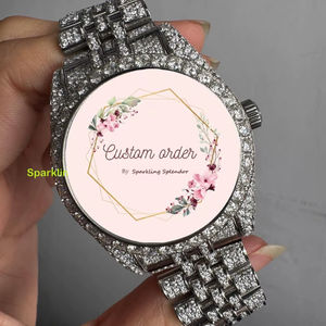 Reloj de pulsera analógico de acero inoxidable con diamantes de moissanita de alta calidad, claridad VVS, estilo Iced Out, para hombre, regalo para fiestas de hip hop. - Product Image 4
