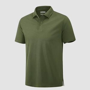 Chemise Homme Vert Olive à Manches Courtes, Couleur Unie, Tissu Non Tissé, Coupe Droite, Boutons, Séchage Rapide, Logo Avant - Product Image 2