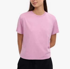 Camiseta Corta de Cuello Redondo para Mujer, Color Cerezo, Casual, Suave, 100% Algodón, Corte Cuadrado, para Todas las Temporadas - Product Image 2