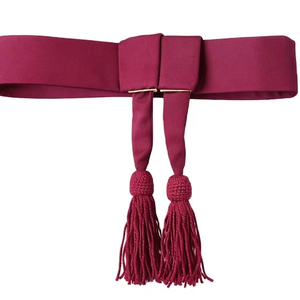 Ceinture de cérémonie en soie rouge bordeaux pour robe de parade, accessoire de ceinture uniforme - Product Image 1