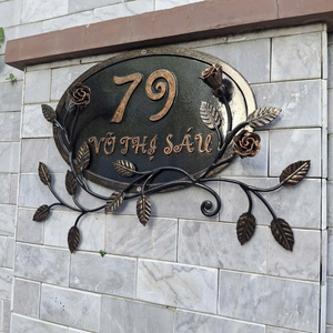 Plaque de numéro de maison personnalisée en fer forgé – Plaque d'adresse moderne en métal, décoration murale extérieure imperméable pour entrée de villa - Product Image 3
