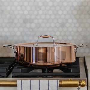 Olla de Cobre Auténtica para Servir Comida, con Tapa y Asas de Latón, Hecha a Mano, para Cocina, Hogar, Hotel, Restaurante, Decoración - Product Image 1