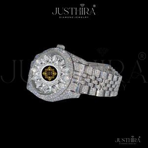 Reloj de Cuarzo con Diamantes Moissanite VVS de Alta Demanda y Durabilidad para Hombre, Resistente al Agua, de Acero Inoxidable, Casual, Disponible para la Venta - Product Image 2