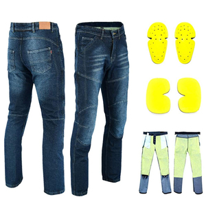 Pantalon de motard en denim bleu respirant et à séchage rapide de haute qualité avec protections amovibles pour les genoux et les hanches pour hommes – Protection moto complète - Product Image 1