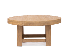 Mesa de Centro Redonda de Madera Ayla, Estilo Rústico, Mueble de Madera Natural para Sala de Estar, Decoración Interior Estilo Granja - Product Image 1
