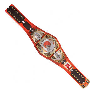 Cinturón de Campeonato de la NFL de los Cleveland Browns, 2 mm, 4 mm, Chapado en Zinc, Talla Adulto, Piel de Vaca, Cómodo, Impermeable, Hebilla de Aleación, Diseño 3D - Product Image 1