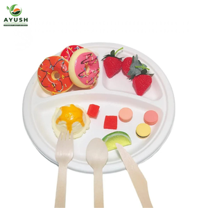 Assiettes en bagasse non toxiques et sans PFAS, 12 pouces, 3 pièces, fabriquées à partir de pulpe de canne à sucre pour les restaurants et les points de restauration soucieux de la santé - Product Image 4