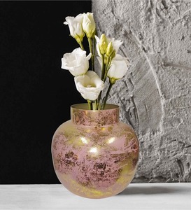 Vase de table en métal design, centre de table floral élégant pour la salle à manger et la décoration d'entrée, vase en métal d'inspiration vintage, classique - Product Image 2
