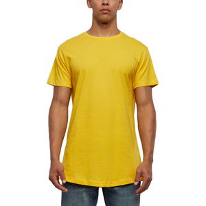Camiseta de Cuello Redondo de Manga Corta Amarilla para Hombre, Corte Regular, Informal, de Color Sólido, de Algodón Jersey - Product Image 1