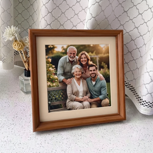 Rehman Craft Retro Brown Square Solid <b>Wood</b> Photo Frame <b>Easel</b> Back Handmade Eco-Friendly Digital Printing Classic Rustic Modern - Product Image 1