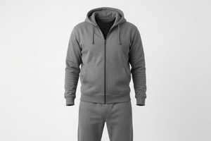 Conjunto Deportivo de Felpa con Capucha para Hombre, Color Sólido, Algodón, Corte Holgado Informal, Sudadera Larga y Pantalones con Diseño Estampado en la Parte Delantera, Otoño - Product Image 1