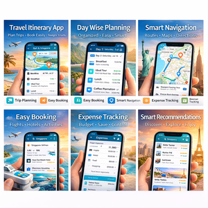 แอปพลิเคชันมือถือสำหรับการเดินทางอัจฉริยะพร้อมแผนการเดินทางส่วนบุคคล การติดตามจุดหมาย การจัดการการจอง และข้อมูลข่าวสารเกี่ยวกับการเดินทาง - Product Image 1