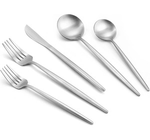 Ensemble de couverts modernes en acier inoxydable, finition miroir, fourchette, couteau, cuillère, style occidental, kit de 4 pièces - Product Image 1