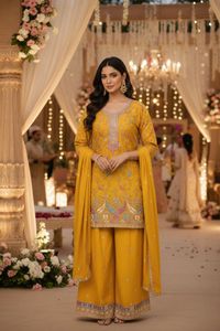 ชุดคุรตะปาลาซโซสำเร็จรูปคุณภาพดีที่สุด พร้อมผ้าแอร์เท็กซ์ชินนอนเนื้อหนา ตกแต่งด้วยงานปักเลื่อม ชุดปาลาซโซสไตล์ปากีสถาน - Product Image 4