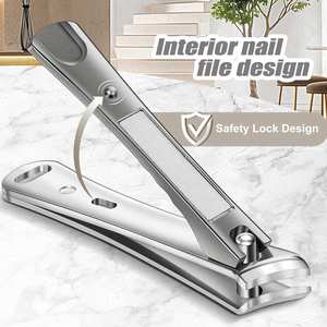 Coupe-ongles en acier inoxydable à lame courbée et coupe nette, avec poignée renforcée, pour ongles des doigts et des orteils, outil de toilettage polyvalent - Product Image 5