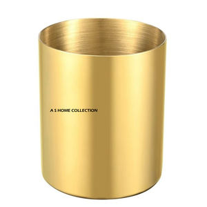 Round Stainless Steel <b>Toothbrush</b> <b>Holder</b> With Golden Top Border Luxury Home Bathroom <b>Set</b> Black Finished - Product Image 5