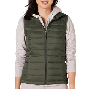Puffy Vest Women Zip-Up Sleeveless Waterproof Canvas Solid Lightweight Padded <b>Cropped</b> <b>Puffer</b> Quilted Winter Warm Coat <b>Jacket</b> - Product Image 1