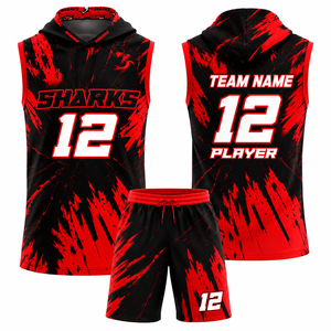Ensemble Maillot et Short de Football Américain Personnalisé Sublimé à Capuche Sans Manches pour Hommes Adultes – Tenue d'Entraînement d'Équipe - Product Image 2