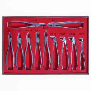 Adult Dental <b>Pliers</b> <b>Set</b> of Ten Stainless Steel Manual Minimally Invasive Tooth Extraction Instruments By Grip Surgical - Product Image 3
