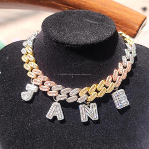 Luxury Custom <b>Name</b> Letter Necklace Iced Out Moissanite Diamond Cuban Link <b>Chain</b> Fashion Hip Hop Jewelry - Product Image 1