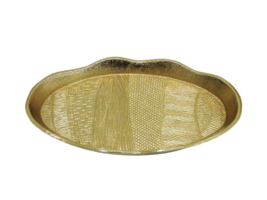 Elegant Gold <b>Aluminium</b> Tray Textured Oval Decorative Serving Platter for Coffee <b>Table</b> Living Room and Luxury Home Decor Accent - Product Image 3