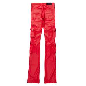 Pantalones de Cuero para Hombre, Más Vendidos, con Múltiples Bolsillos, Cierre de Botones, Diseño Sencillo, Estilo Casual, Corte Recto - Product Image 3