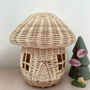 Casa de juegos de mimbre tejido sostenible para niños, juguetes de interior para juegos de simulación, mini casitas de juegos. - Product Image 6