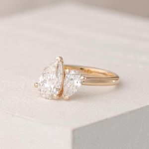 IGI/GIA Lab Grown Vintage 14k or blanc mariage/bague de fiançailles diamant taille unisexe pour cadeau de fête d'anniversaire diamant coupe poire - Product Image 3