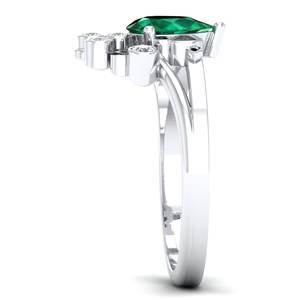 แหวนหมั้นเพชรทรงหยดน้ำ REYES Luxury ทองคำแท้ 14K ประดับมรกต 0.75 กะรัต ขายส่ง พร้อมใบรับรอง GRA ประดับด้วยมอสซาไนต์ เครื่องประดับคุณภาพสูง - Product Image 3