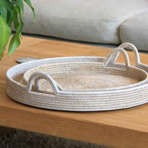 Grossiste d'usine Plateau de service en rotin Serveur de restauration rapide avec poignées pour autres événements Salle de bain et salons - Product Image 6