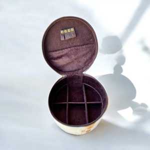 Vintage Cowhide Jewelry Case with Zipper Closure Durable Storage <b>Box</b> for Travel and Home Use - Product Image 2
