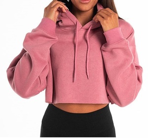 Peach Color Premium Quality Womens Winter <b>Hoodies</b> Breathable <b>Lined</b> 100% Cotton Workout <b>Fleece</b> Hooded Cropped Girls <b>Hoodies</b> - Product Image 2