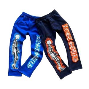 Pantalones de chándal Acampanados para hombre, pantalones de chándal de algodón polar, ropa de calle informal de invierno, pantalones de chándal apilados holgados - Product Image 4