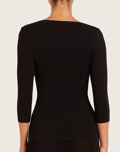 2026 Hot Sale Women's <b>Black</b> Three Quarter Sleeve <b>Crop</b> <b>Top</b> Crew Neck Regular Woven 100% Cotton Streetwear Eco-Friendly All Season - Product Image 2