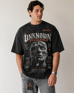 FABRINEX Men's Oversized <b>Black</b> <b>T</b>-<b>Shirt</b> Acid Wash Graphic Print Streetwear Style Short Sleeve O-Neck 100% Cotton Canvas - Product Image 3
