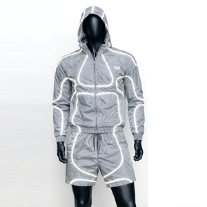 Conjunto Deportivo Personalizado para Hombre, Chaqueta Cortavientos de Nailon Tejido Estilo Hip Hop de Verano y Pantalones Cortos de Poliéster, 2 Piezas - Product Image 4