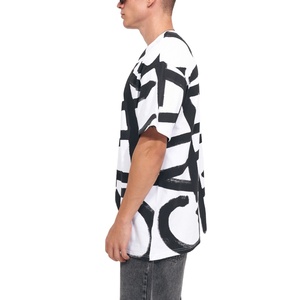 Camiseta de Hombre Talla Grande con Estampado Geométrico, Informal, de Verano, Tejida, 100% Algodón, Oversize, con Diseño Dibujado a Mano - Product Image 5