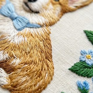 Kit de Broderie DIY Chiot Mignon – Art Floral Animal Fait Main sur Cerceau, Point de Croix, Décoration Murale, Cadeau - Product Image 4