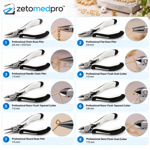 Alicates Profesionales para Joyería y Cortadores de Corte Recto, Acero Templado con Cromo, Herramientas con Agarre Suave, Zetomed Pro - Product Image 3